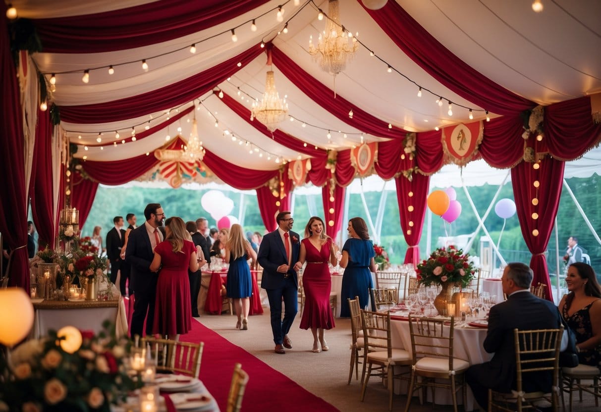 Rubinbryllup med cirkustema og festtelt